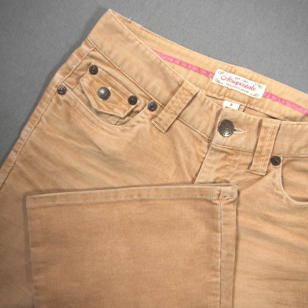 VTG Y2K Low Rise Flare Corduroy Women Pants 0 Aeropostale Boho Skate 27x32